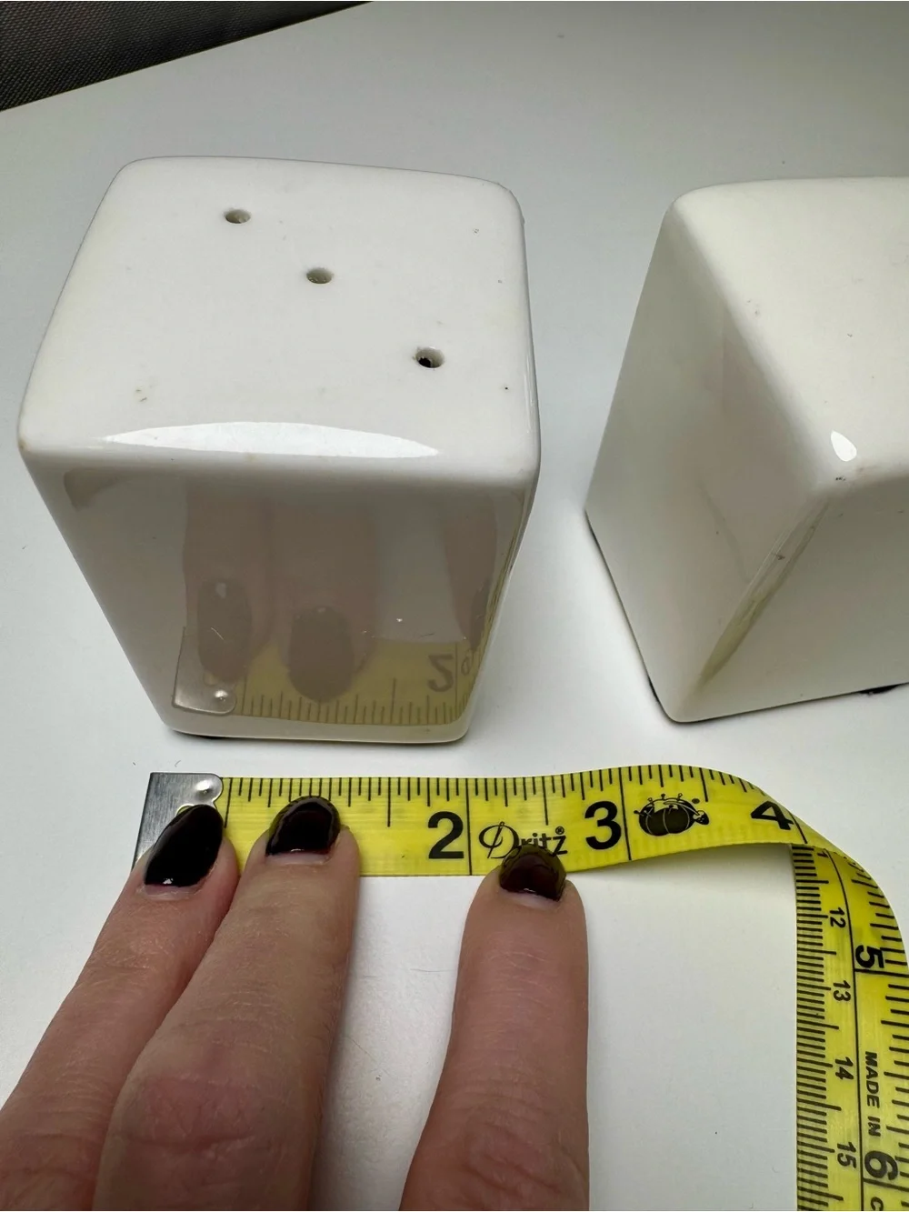 White Ceramic Salt and Pepper Shakers - Modern Square Set